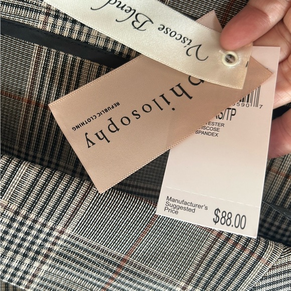 NWT Philosophy Gray Plaid Open Front Blazer - Picture 3 of 8